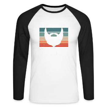 Citation de barbe, Touche ma barbe et dis-moi que je suis jolie - T-shirt baseball manches longues Homme - blanc/noir - Devant - Nik (191cm)