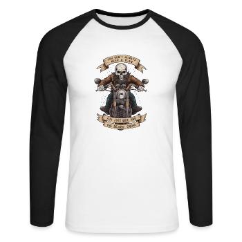 Motorrad Bart Biker Vollbart Bike Rocker - Unisex Baseballshirt langarm - Weiß/Schwarz - Vorne - Nik (191cm)