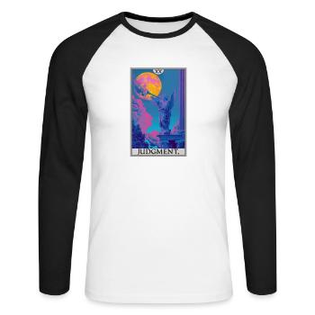 Tarotkarten Tarotkarte 20 Judgment Gericht - Unisex Baseballshirt langarm - Weiß/Schwarz - Vorne - Nik (191cm)
