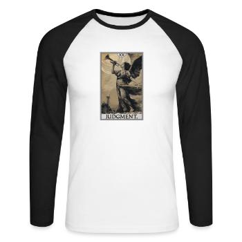 Tarotkarten Tarotkarte 20 Judgment Gericht - Unisex Baseballshirt langarm - Weiß/Schwarz - Vorne - Nik (191cm)