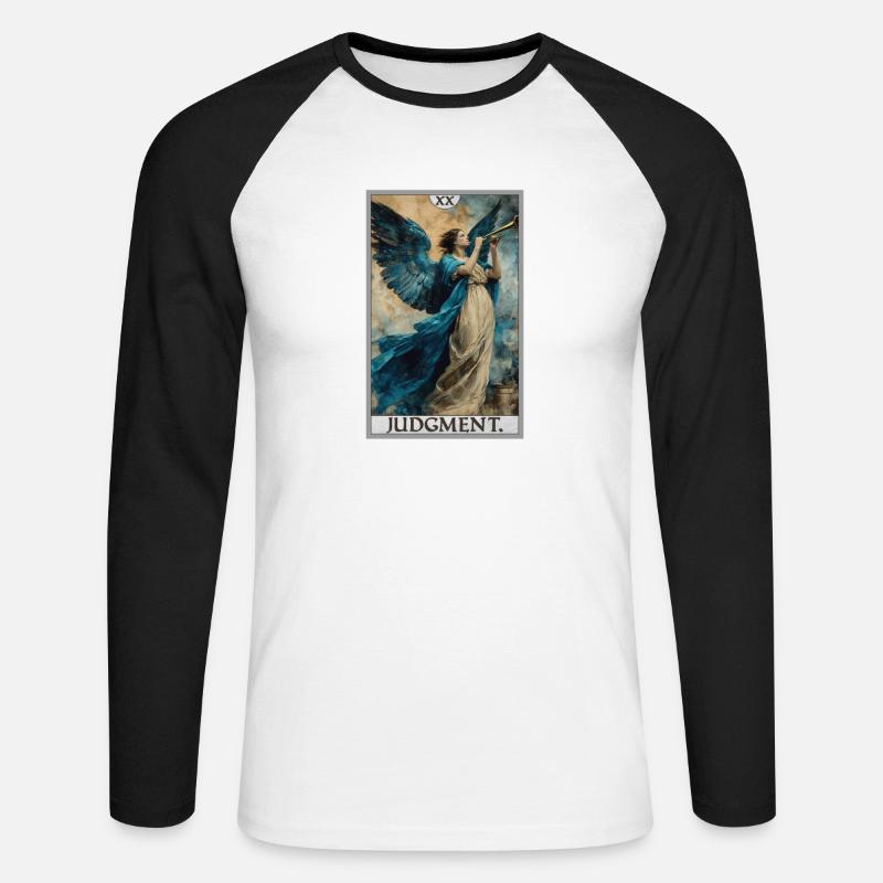 Tarotkarten Tarotkarte 20 Judgment Gericht - Unisex Baseballshirt langarm - Weiß/Schwarz