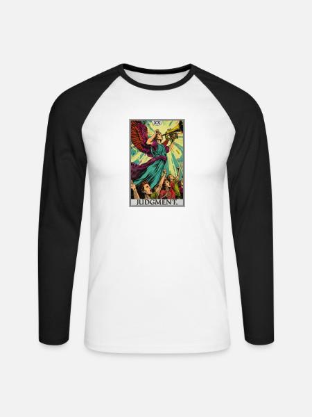 Tarotkarten Tarotkarte 20 Judgment Gericht - Unisex Baseballshirt langarm - Weiß/Schwarz