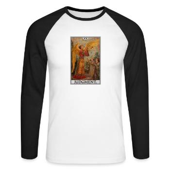 Tarotkarten Tarotkarte 20 Judgment Gericht - Unisex Baseballshirt langarm - Weiß/Schwarz - Vorne - Nik (191cm)