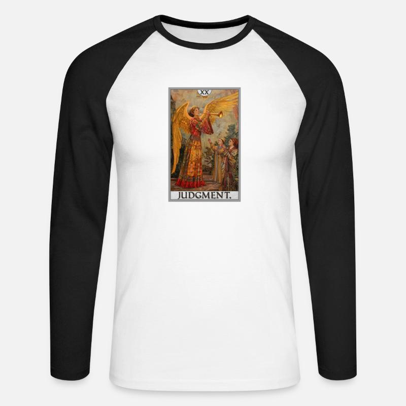Tarotkarten Tarotkarte 20 Judgment Gericht - Unisex Baseballshirt langarm - Weiß/Schwarz