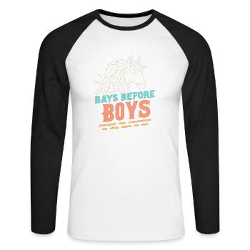 Buchten vor Jungen - Unisex Baseballshirt langarm - Weiß/Schwarz - Vorne - Nik (191cm)