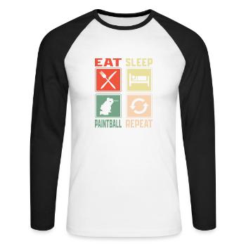 Manger dormir Paintball Répéter Paintballer Tactique Pl - T-shirt baseball manches longues Homme - blanc/noir - Devant - Nik (191cm)