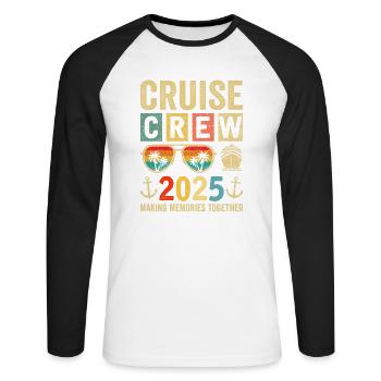 Cruise Crew 2025 - Unisex Long Sleeve Baseball T-Shirt - white/black - Front - Nik (191cm)