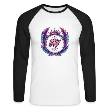 Armoiries de l’Italie 2024 - T-shirt baseball manches longues Homme - blanc/noir - Devant - Nik (191cm)