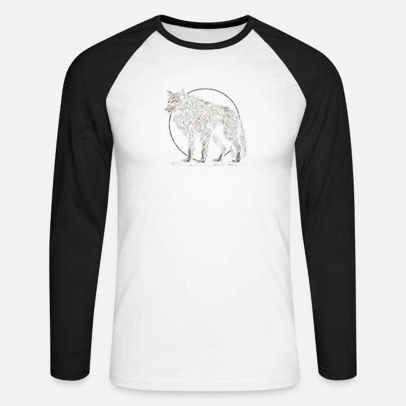 Strong Wolf Circle - Unisex Baseballshirt langarm - Weiß/Schwarz