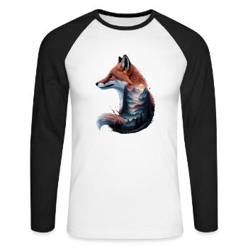 Fuchs Füchse für einen Fuchs Fan - Unisex Baseballshirt langarm - Weiß/Schwarz - Vorne - Nik (191cm)