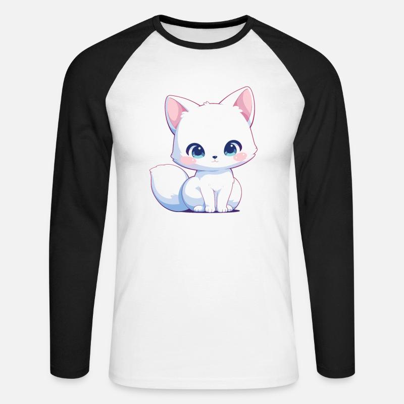 Arctic Fox Polarfüchse Polarfuchs - Unisex Baseballshirt langarm - Weiß/Schwarz