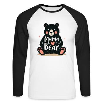 MAMA BEAR - Unisex Long Sleeve Baseball T-Shirt - white/black - Front - Nik (191cm)