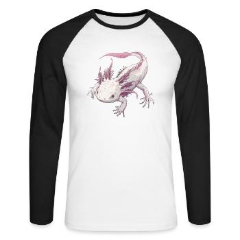 Axolotl - T-shirt baseball manches longues Homme - blanc/noir - Devant - Nik (191cm)