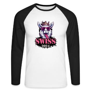 Suisse 2024 Alpaga Suisse - T-shirt baseball manches longues Homme - blanc/noir - Devant - Nik (191cm)