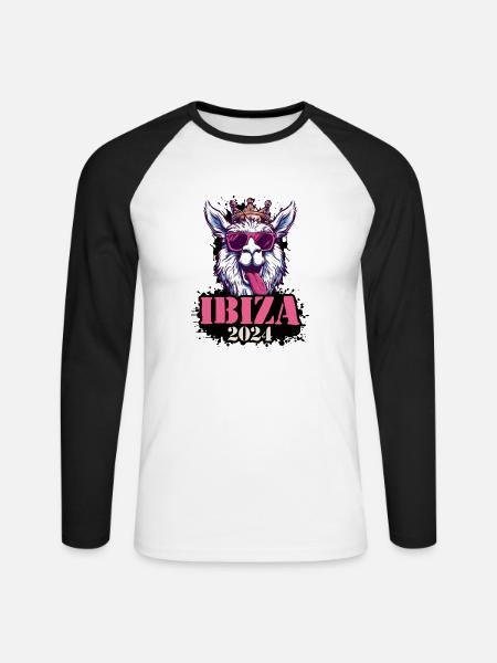 Ibiza 2024 Alpaka - Unisex Baseballshirt langarm - Weiß/Schwarz