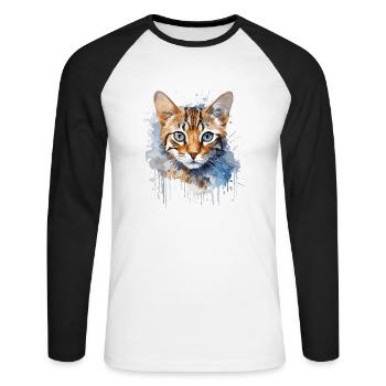 Bengal Cat - Unisex Long Sleeve Baseball T-Shirt - white/black - Front - Nik (191cm)