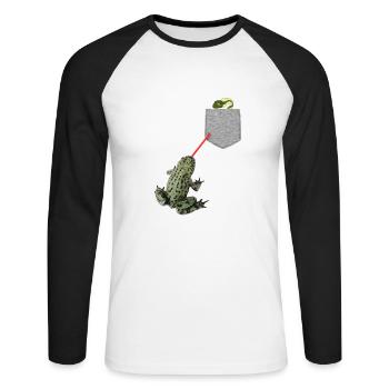 Langue de grenouille atteignant le têtard dans votre poche - T-shirt baseball manches longues Homme - blanc/noir - Devant - Nik (191cm)