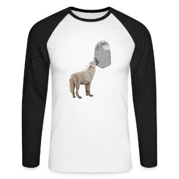Wolf Heulen Zum Mond In Ihrer Falschen Tasche Lustig - Unisex Baseballshirt langarm - Weiß/Schwarz - Vorne - Nik (191cm)