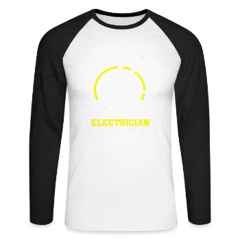Electrician - Unisex Long Sleeve Baseball T-Shirt - white/black - Front - Nik (191cm)