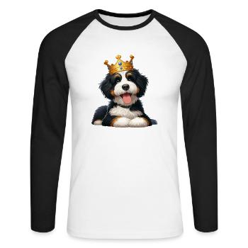 Bernedoodle Chien - T-shirt baseball manches longues Homme - blanc/noir - Devant - Nik (191cm)