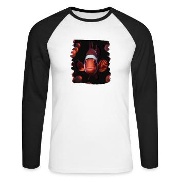 Clownfish Clownfische Clownfisch - Unisex Baseballshirt langarm - Weiß/Schwarz - Vorne - Nik (191cm)
