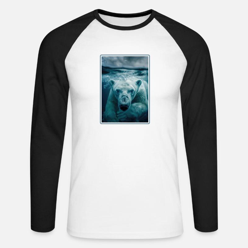 Polar Bear Eisbären Eisbär - Unisex Baseballshirt langarm - Weiß/Schwarz