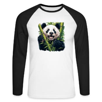 Giant Panda Große Pandas Großer Panda - Unisex Baseballshirt langarm - Weiß/Schwarz - Vorne - Nik (191cm)