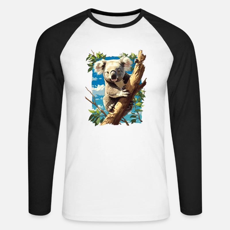 Koalas Koala - Maglia da baseball a manica lunga da uomo - bianco/nero