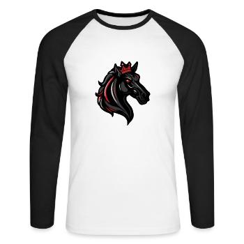 Pferd Kopf Krone - Unisex Baseballshirt langarm - Weiß/Schwarz - Vorne - Nik (191cm)