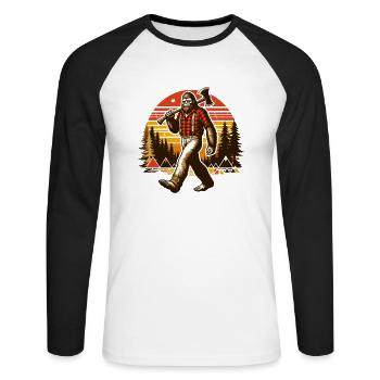 Bûcheron Forester Bigfoot - T-shirt baseball manches longues Homme - blanc/noir - Devant - Nik (191cm)