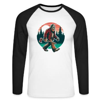 Bûcheron Forester Bigfoot - T-shirt baseball manches longues Homme - blanc/noir - Devant - Nik (191cm)