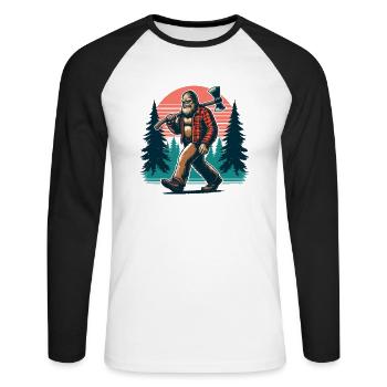 Bûcheron Forester Bigfoot - T-shirt baseball manches longues Homme - blanc/noir - Devant - Nik (191cm)