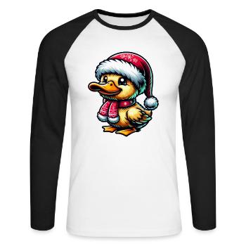 Noël Canard Sucré - T-shirt baseball manches longues Homme - blanc/noir - Devant - Nik (191cm)