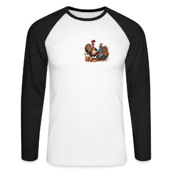 Turkey Truthähne Truthahn - Unisex Baseballshirt langarm - Weiß/Schwarz - Vorne - Nik (191cm)