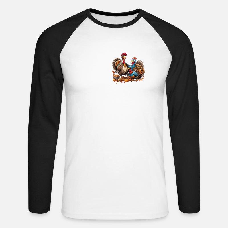 Turkey Truthähne Truthahn - Unisex Baseballshirt langarm - Weiß/Schwarz