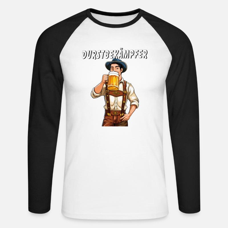 MANN Bier DURSTBEKÄMPFER - Unisex Baseballshirt langarm - Weiß/Schwarz