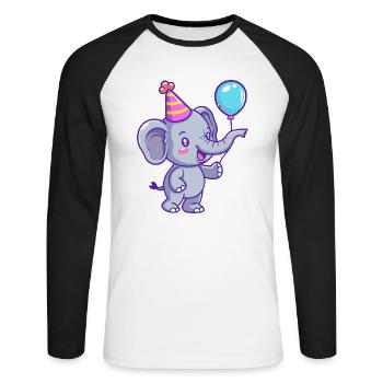 Éléphant Anniversaire Bébé - T-shirt baseball manches longues Homme - blanc/noir - Devant - Nik (191cm)