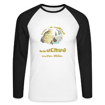 Crappie Hunter Legends Never Sleep - Unisex Baseballshirt langarm - Weiß/Schwarz - Vorne - Nik (191cm)