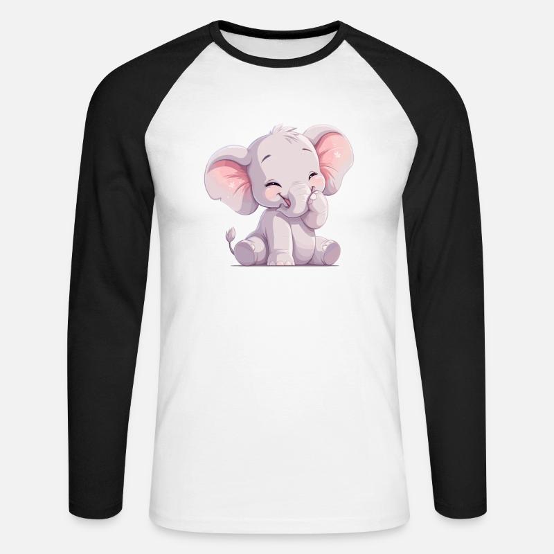 Elephant Elefanten Elefant - Unisex Baseballshirt langarm - Weiß/Schwarz