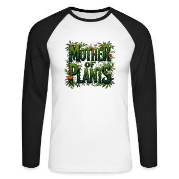 Mutter der Pflanzen Naturliebhaber - Unisex Baseballshirt langarm - Weiß/Schwarz - Vorne - Nik (191cm)