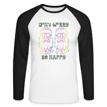 don't worry be happy lgbt lgbtq gay - Unisex Long Sleeve Baseball T-Shirt - white/black - Front - Nik (191cm)