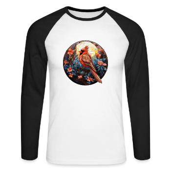 Cardinal Vogel rouge - T-shirt baseball manches longues Homme - blanc/noir - Devant - Nik (191cm)