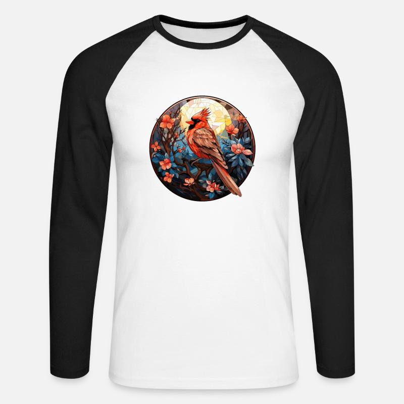 Rotkardinal Kardinal Vogel - Unisex Baseballshirt langarm - Weiß/Schwarz