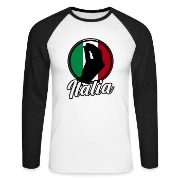 Italie Italien Italien Italie - T-shirt baseball manches longues Homme - blanc/noir - Devant - Nik (191cm)