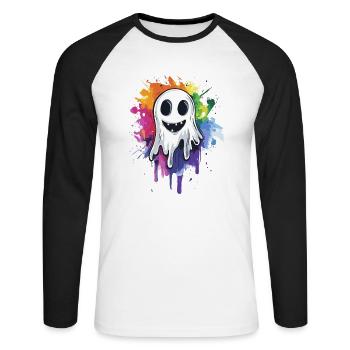 Cadeau d’Halloween Femmes Hommes Enfants Décoration - T-shirt baseball manches longues Homme - blanc/noir - Devant - Nik (191cm)