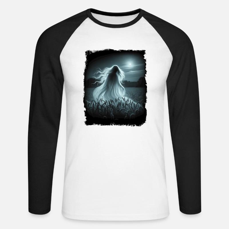 Nightghost - die Mitternachtsdame - Unisex Baseballshirt langarm - Weiß/Schwarz