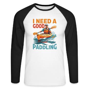 I Need A Good Paddling - Unisex Baseballshirt langarm - Weiß/Schwarz - Vorne - Nik (191cm)