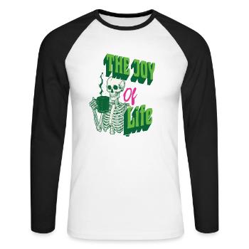 Coffee The Joy Of Life Funny Coffee Lover - Unisex Long Sleeve Baseball T-Shirt - white/black - Front - Nik (191cm)