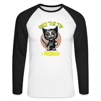 Funny Cat Saying only The Tip Psycho Cat - Unisex Long Sleeve Baseball T-Shirt - white/black - Front - Nik (191cm)