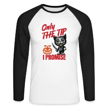 Funny Cat Saying only The Tip Psycho Cat - Unisex Long Sleeve Baseball T-Shirt - white/black - Front - Nik (191cm)